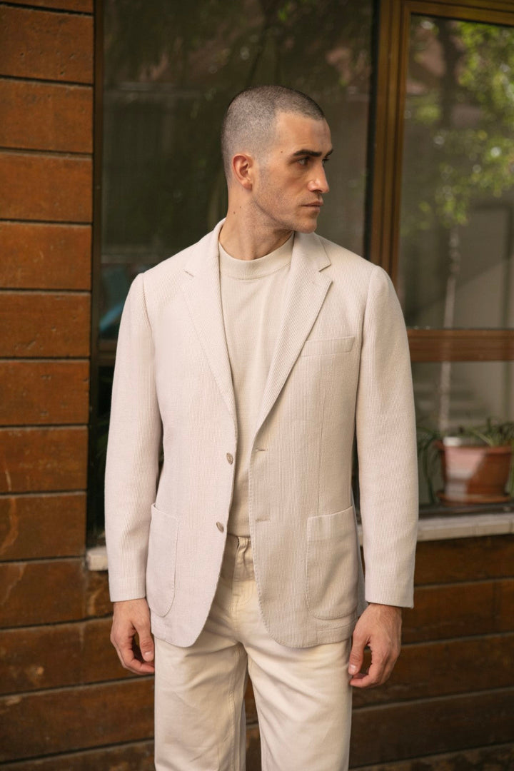 BEIGE TEXTURED BLAZER