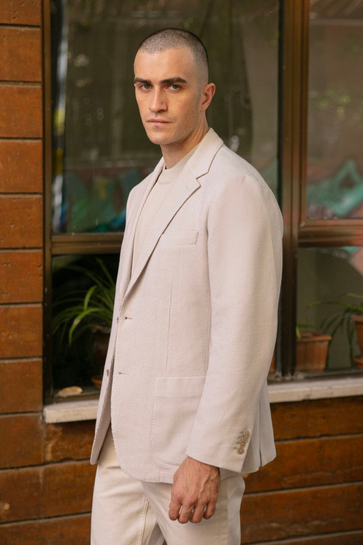 BEIGE TEXTURED BLAZER