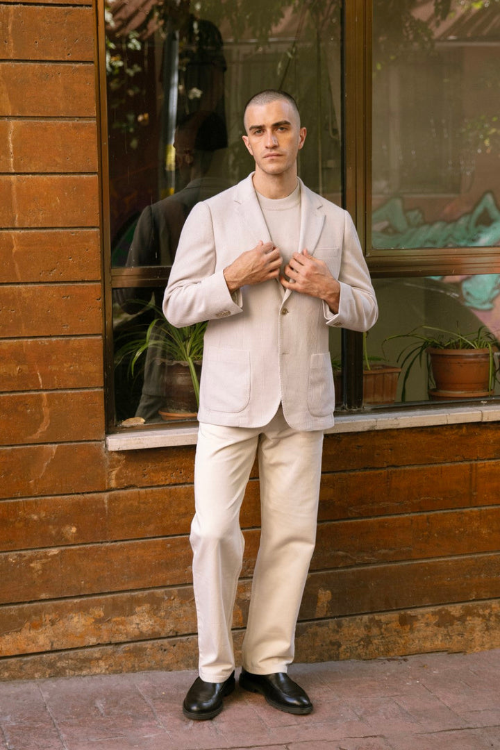 BEIGE TEXTURED BLAZER