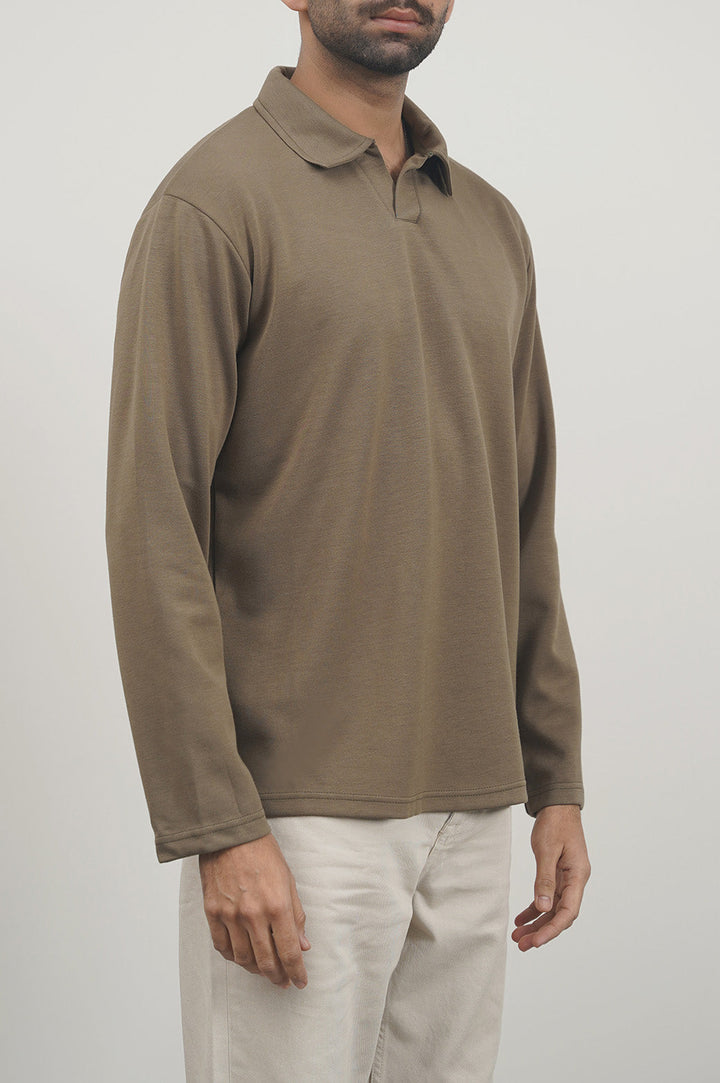 OLIVE LONG SLEEVE POLO