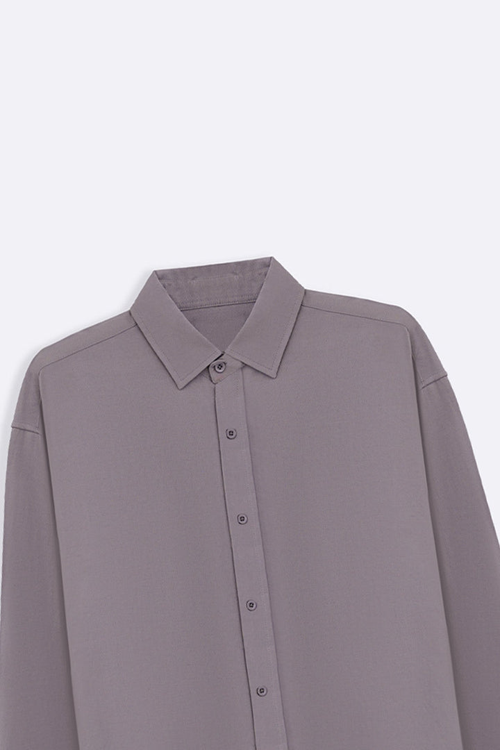 LIGHT GREY OVERSIZED LINEN SHIRT