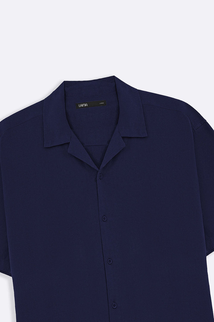 NAVY RELAXED SAFARI SHIRT