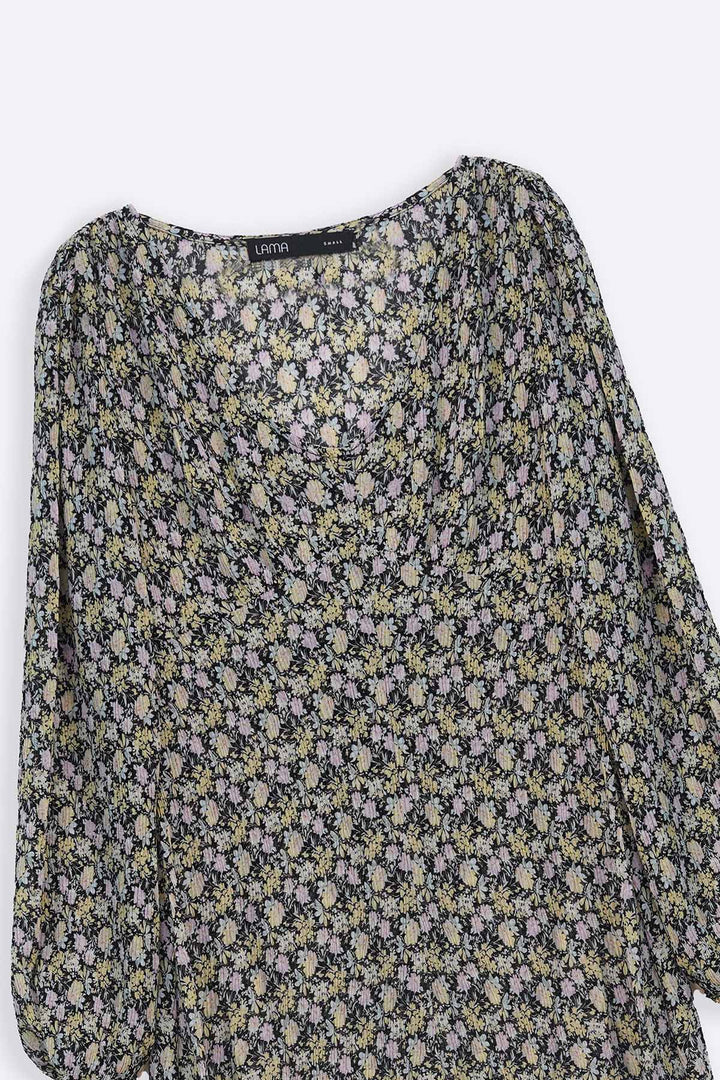 GREEN CRINKLE FULL-LENGTH DRESS