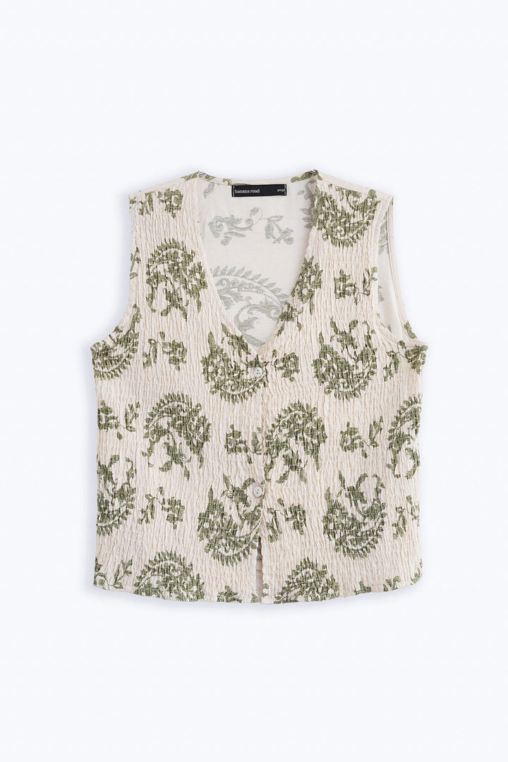 GREEN GREEN SMOCKED VEST