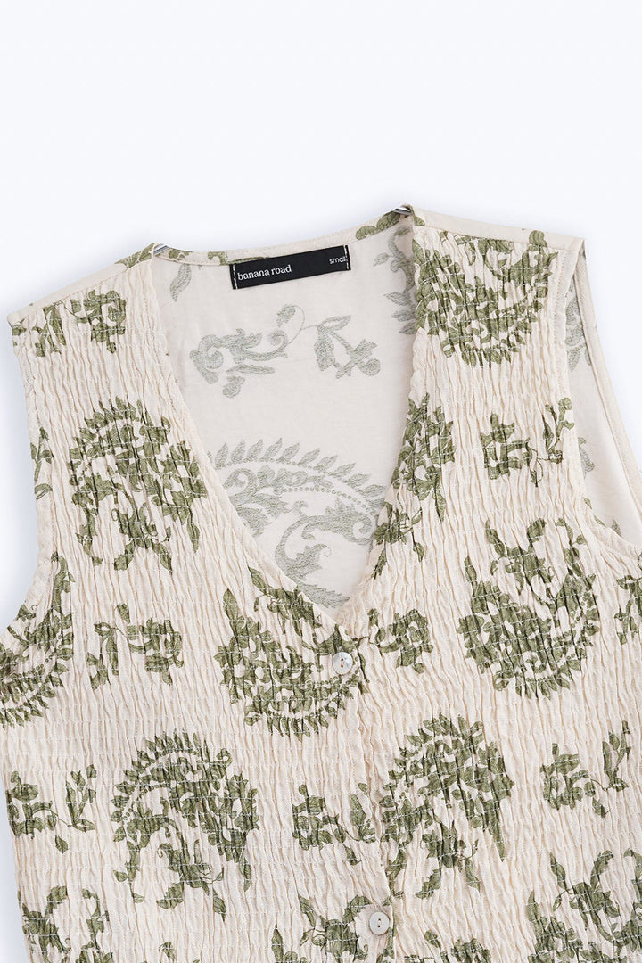 GREEN GREEN SMOCKED VEST