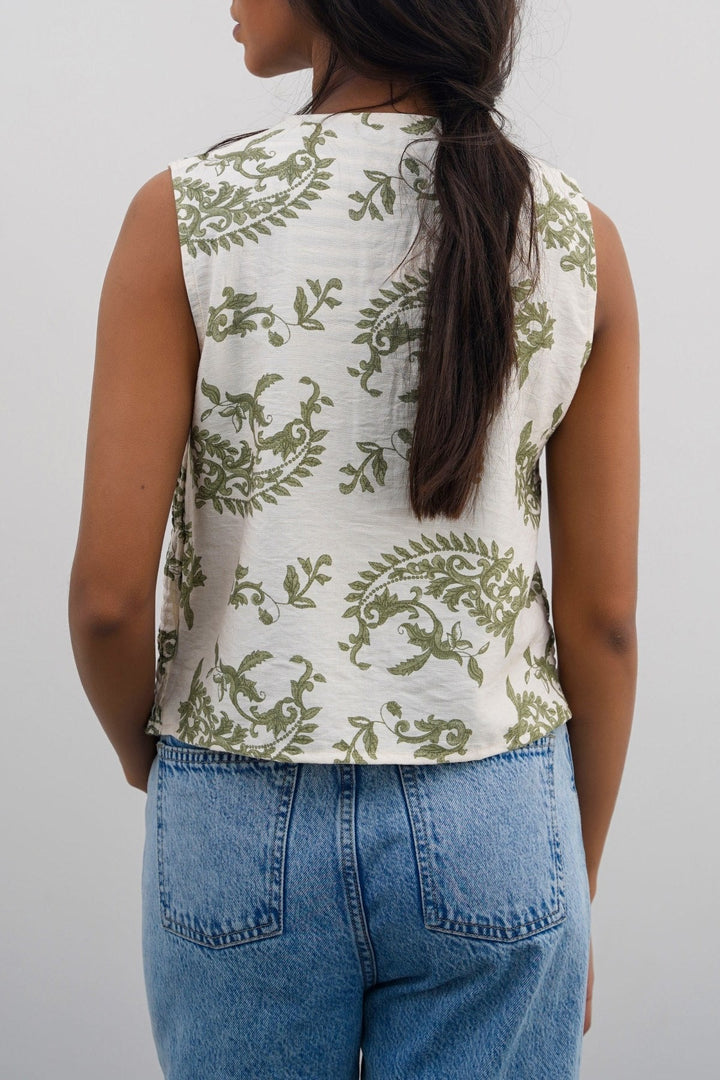 GREEN GREEN SMOCKED VEST