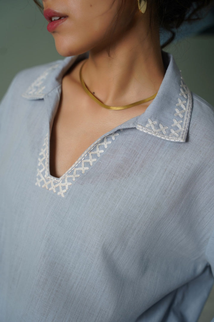 BLUE MORNING IN COLOMBO TUNIC