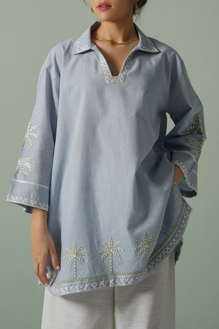 BLUE MORNING IN COLOMBO TUNIC