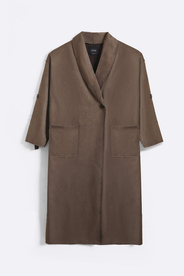 TAUPE LUXURY LONG SUEDE COAT