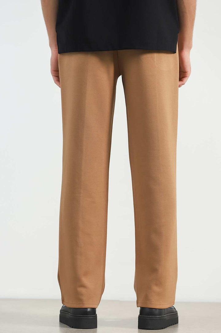 CREAM STRAIGHT KNITTED PANTS
