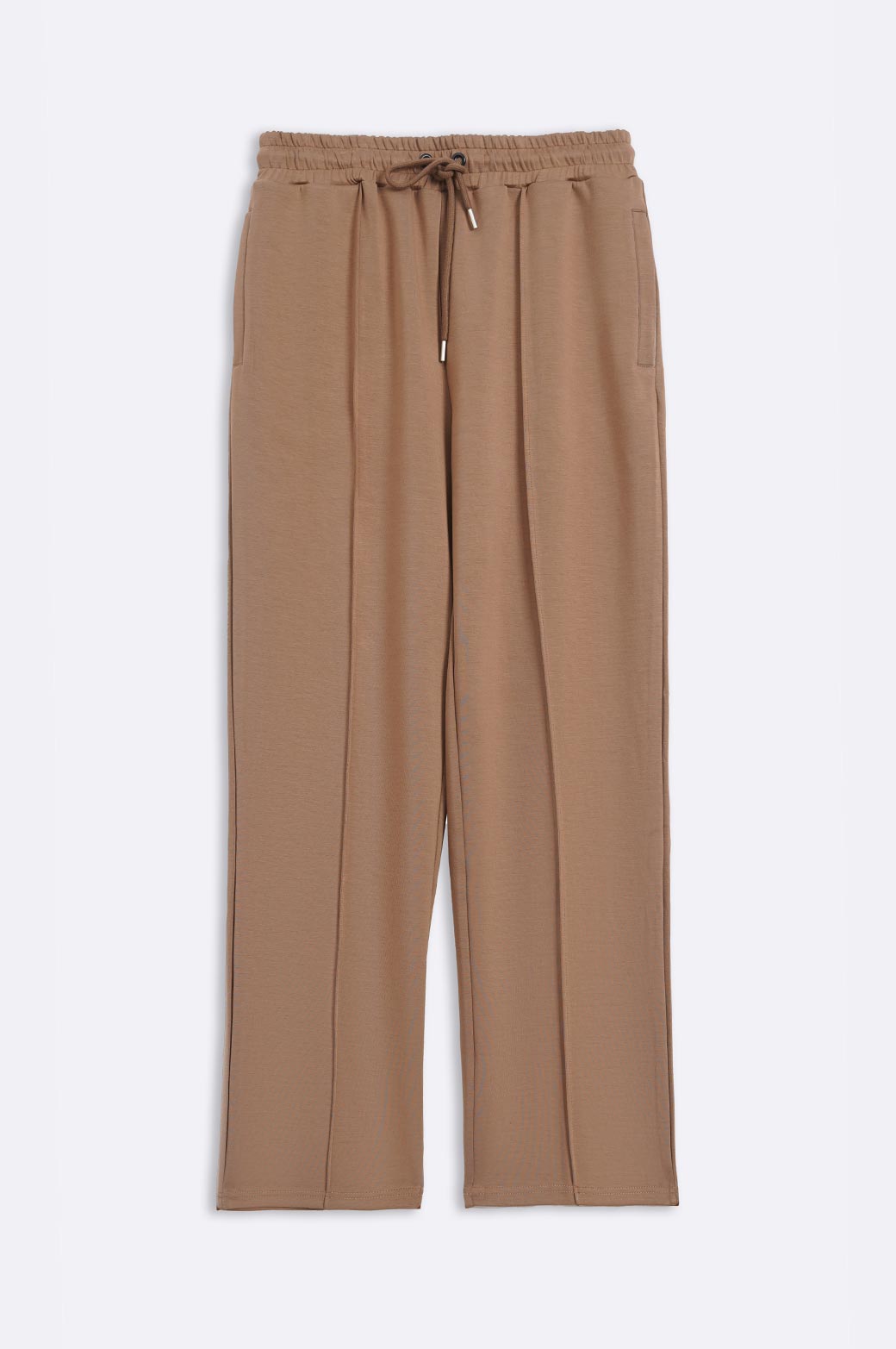CREAM STRAIGHT KNITTED PANTS