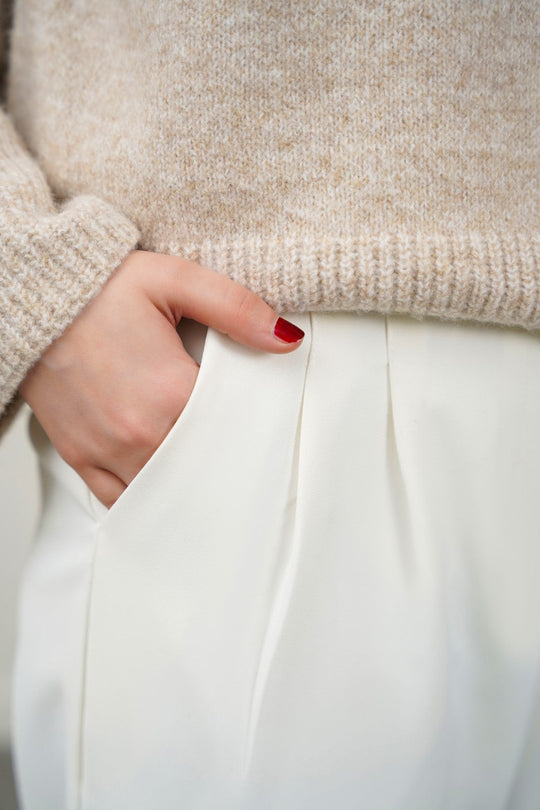 WHITE LONG FORMAL STRAIGHT TROUSERS