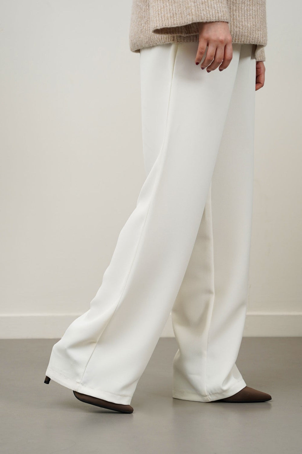 WHITE LONG FORMAL STRAIGHT TROUSERS