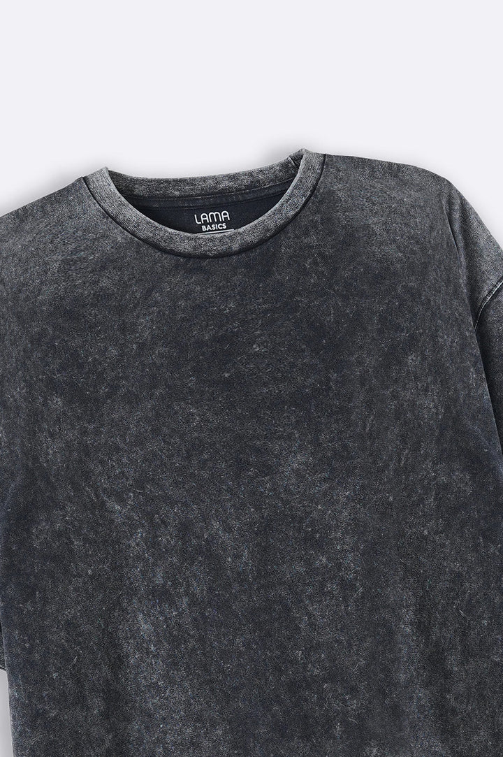 CHARCOAL WASHED LOOSE FIT T SHIRT
