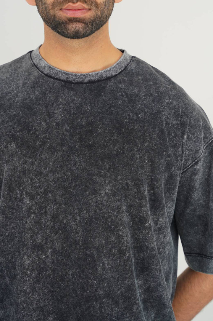 CHARCOAL WASHED LOOSE FIT T SHIRT