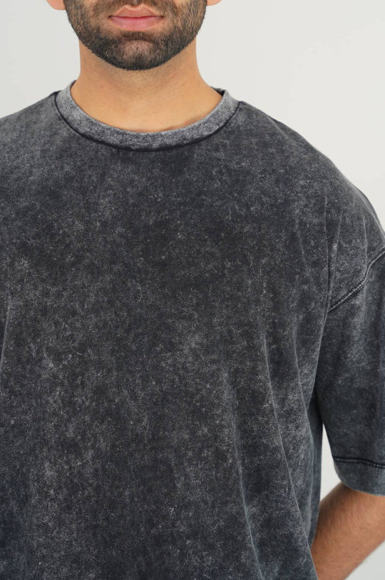 CHARCOAL WASHED LOOSE FIT T SHIRT