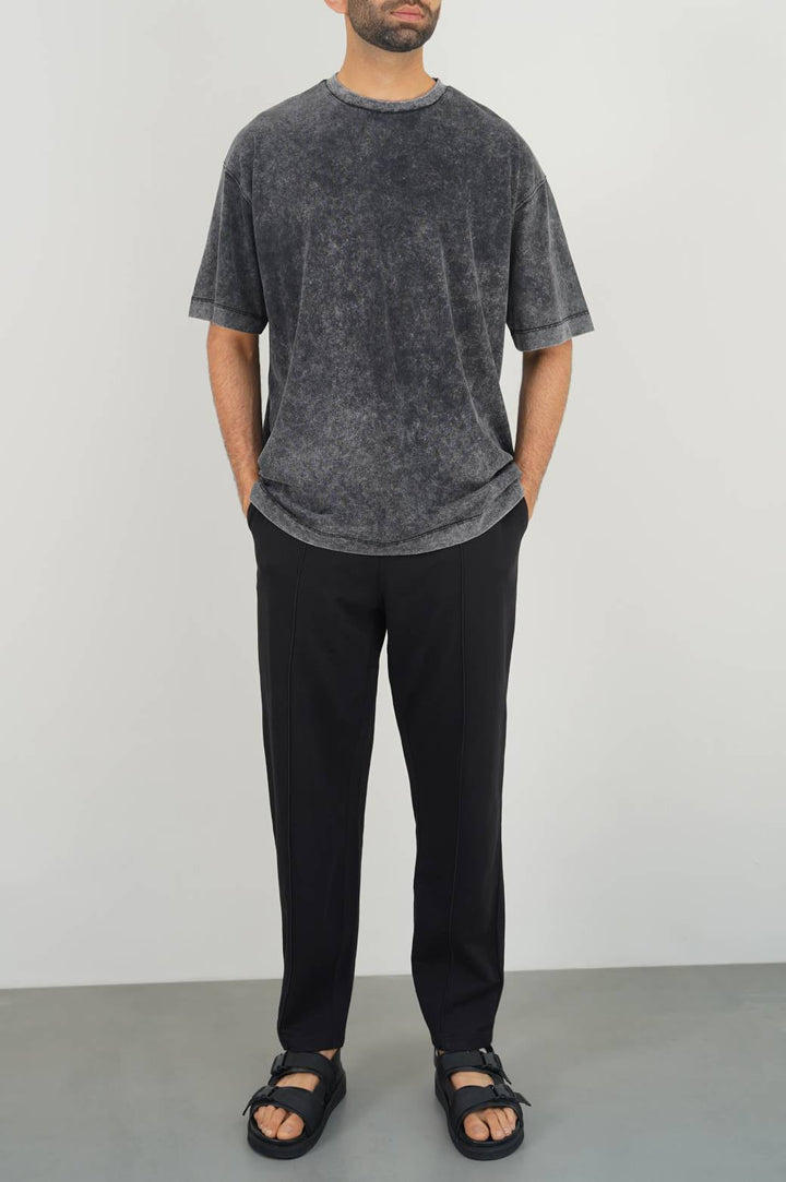CHARCOAL WASHED LOOSE FIT T SHIRT