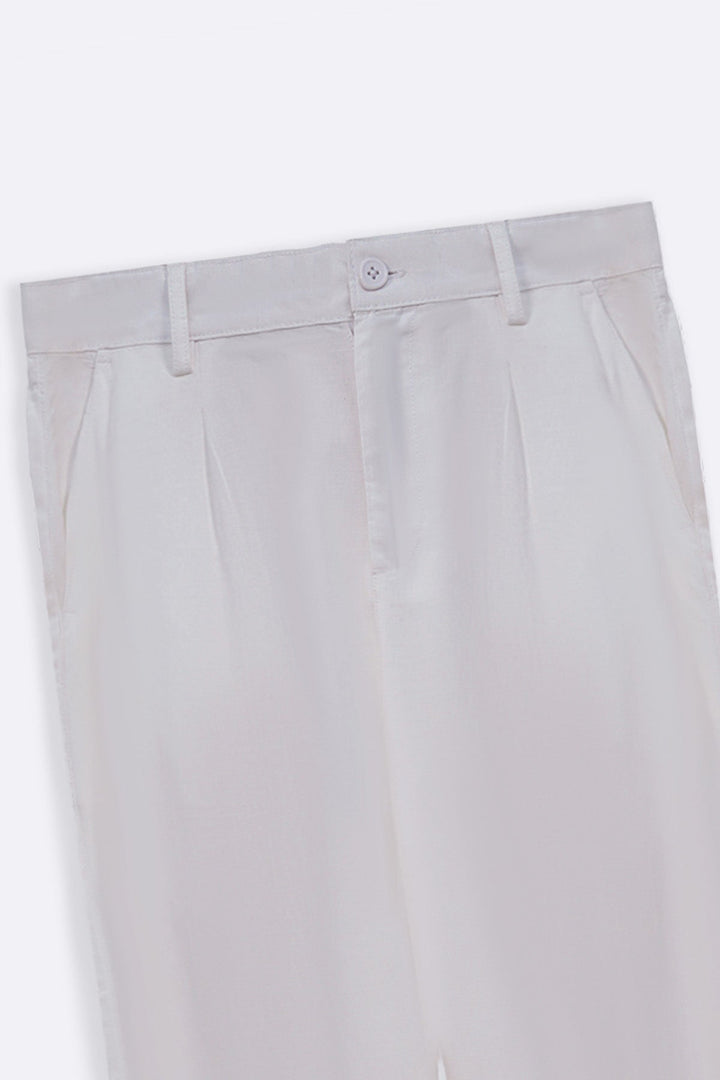 WHITE TURN-UP PANTS