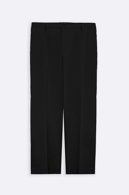 BLACK PLEATED COTTON TROUSERS