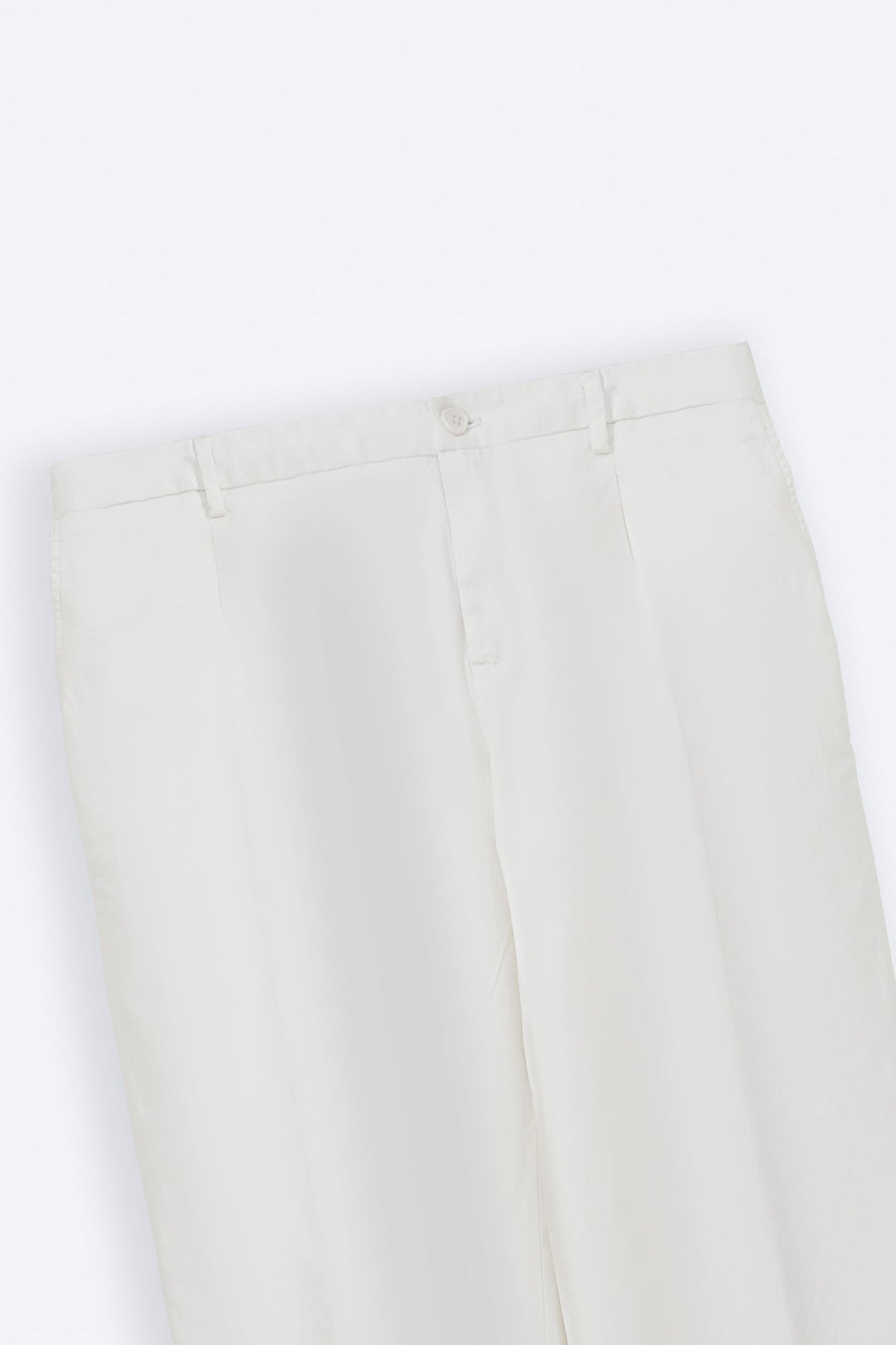 OFF WHITE PLEATED COTTON TROUSERS