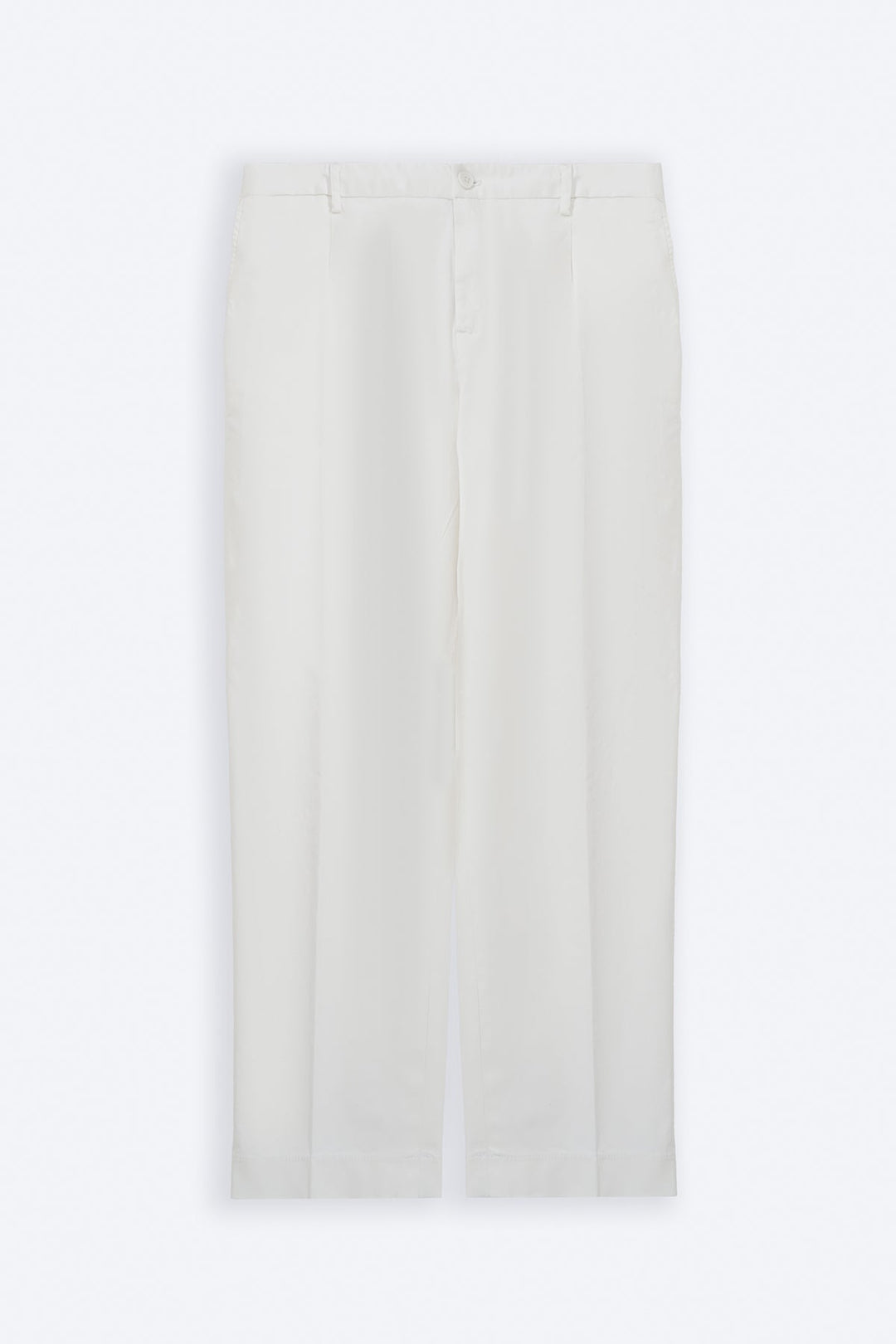 OFF WHITE PLEATED COTTON TROUSERS