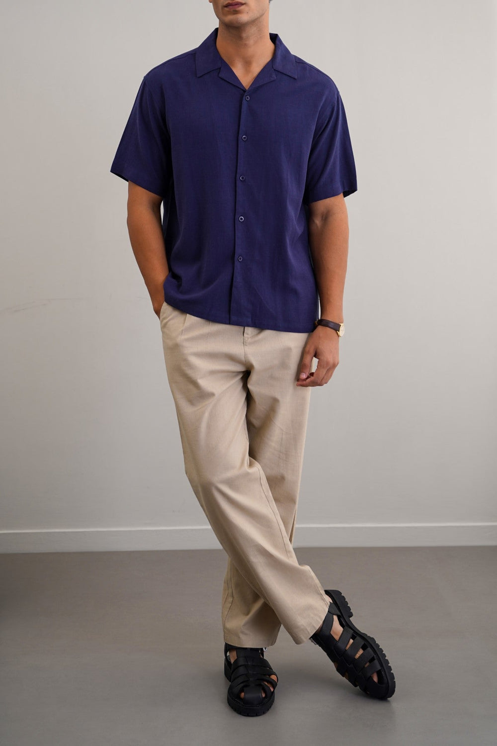 KHAKI RESORT LINEN PANTS