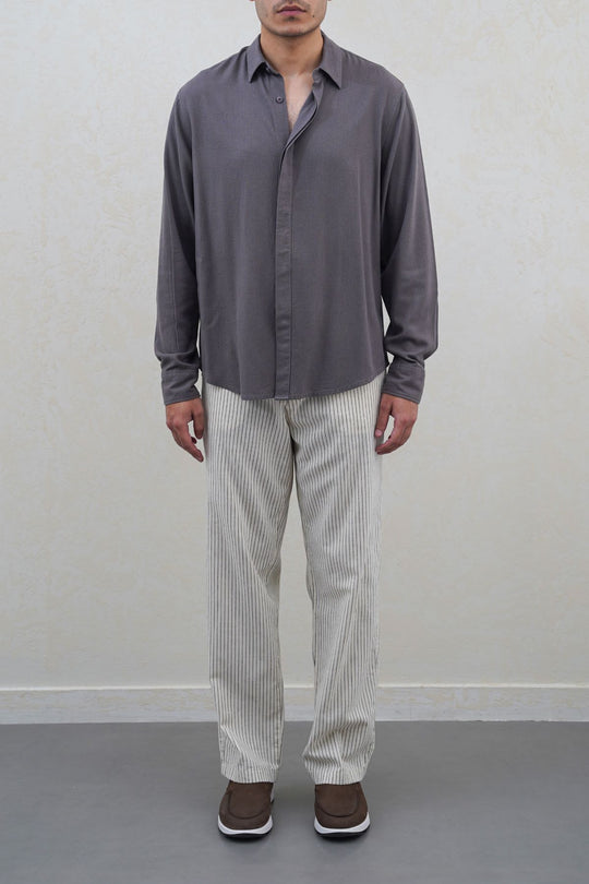 ECRU EASY PINSTRIPE TROUSERS