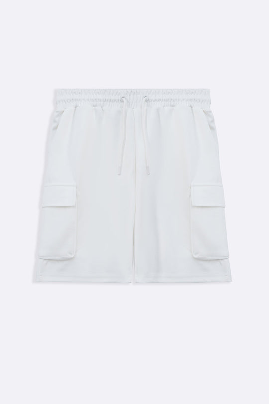 WHITE NEOPRENE CARGO SHORTS