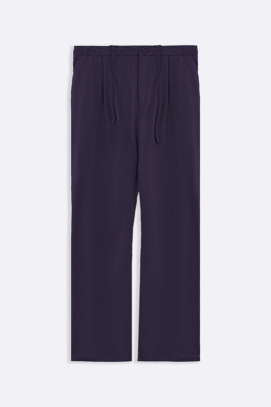 MELANGE NAVY RELAXED TROUSERS