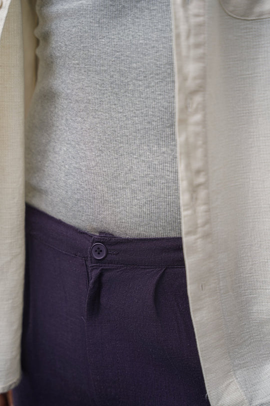 MELANGE NAVY RELAXED TROUSERS