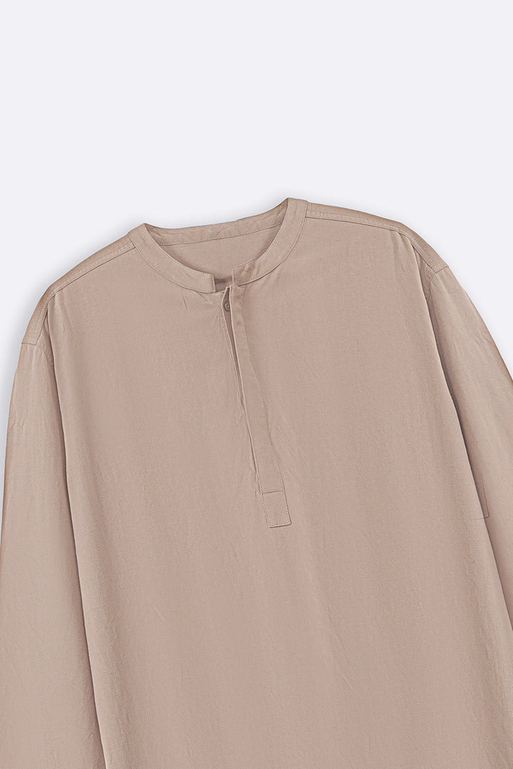 BEIGE LINEN BLEND LONG SHIRT
