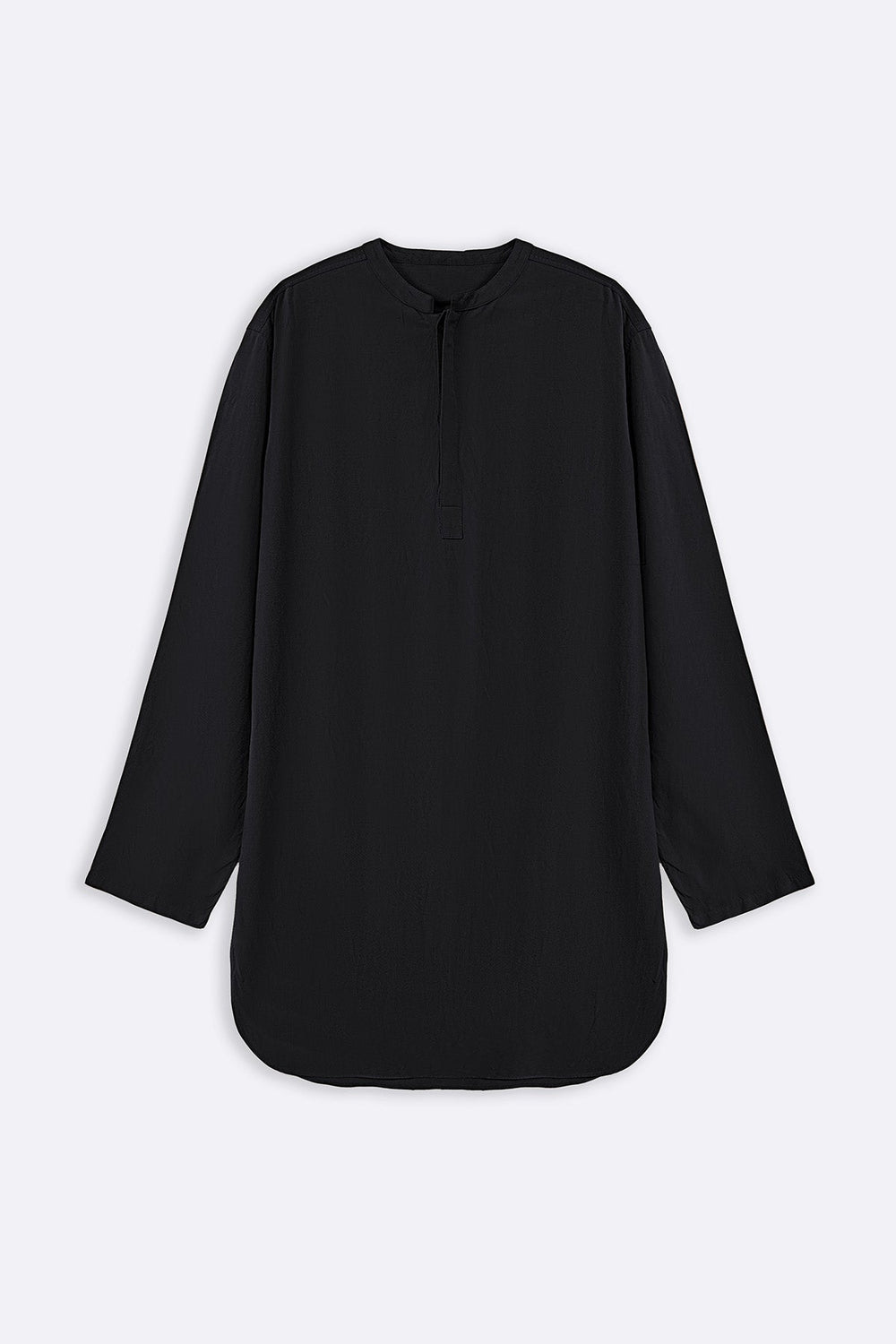 BLACK LINEN BLEND LONG SHIRT