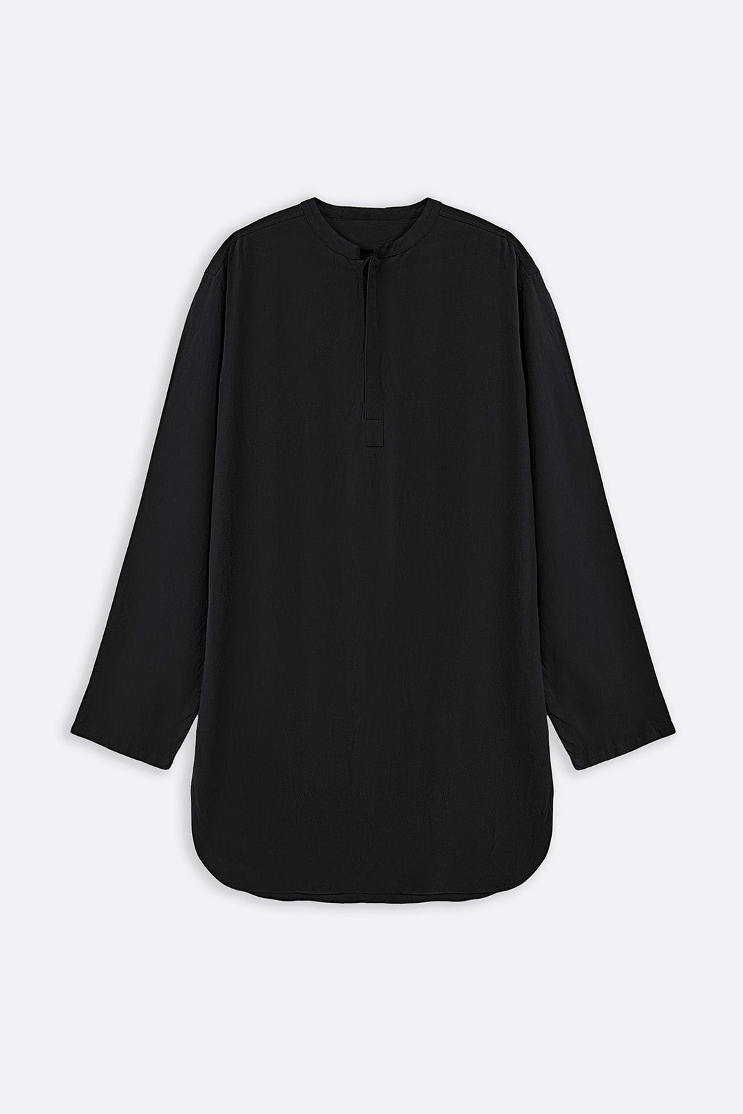 BLACK LINEN BLEND LONG SHIRT