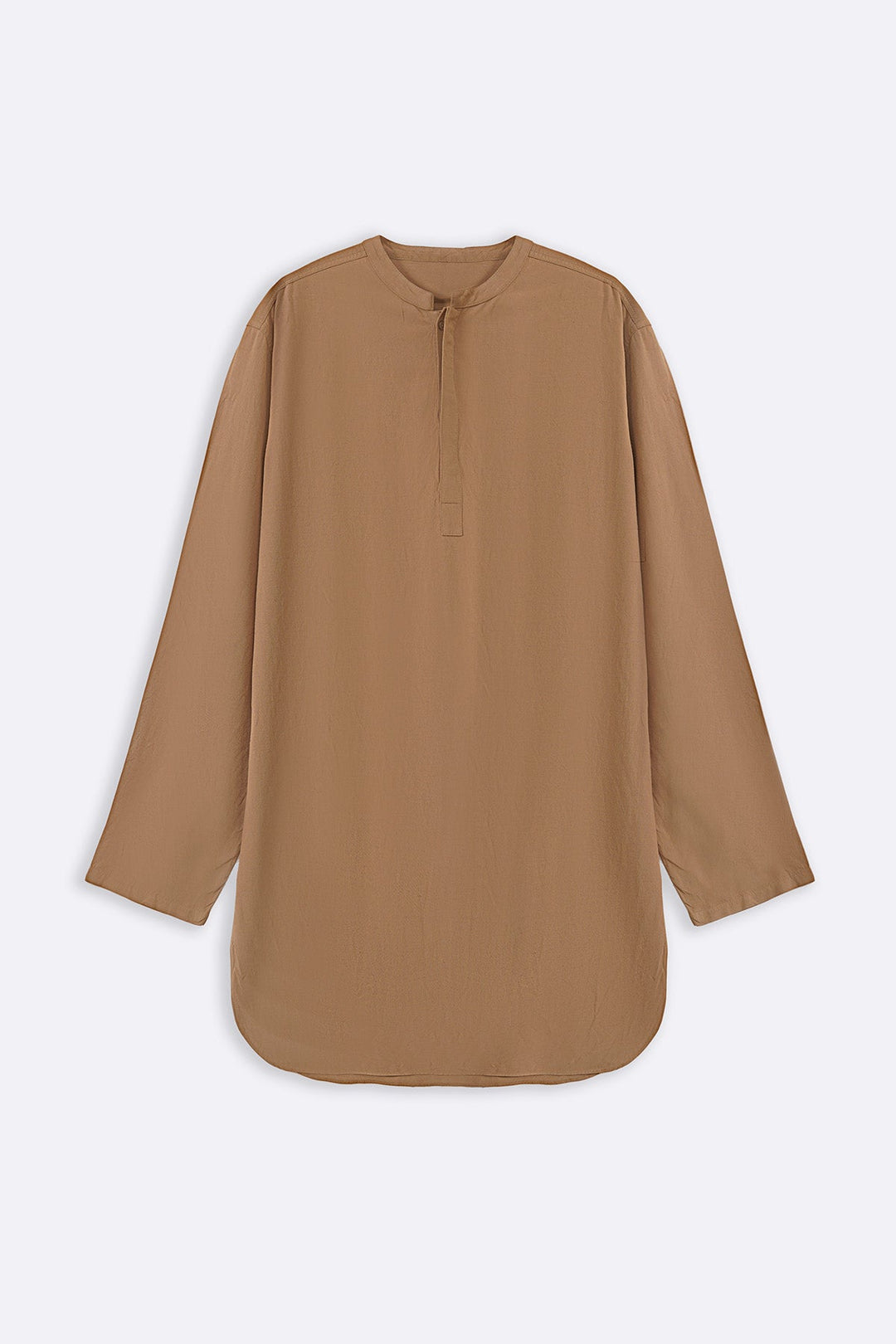 KHAKI LINEN BLEND LONG SHIRT