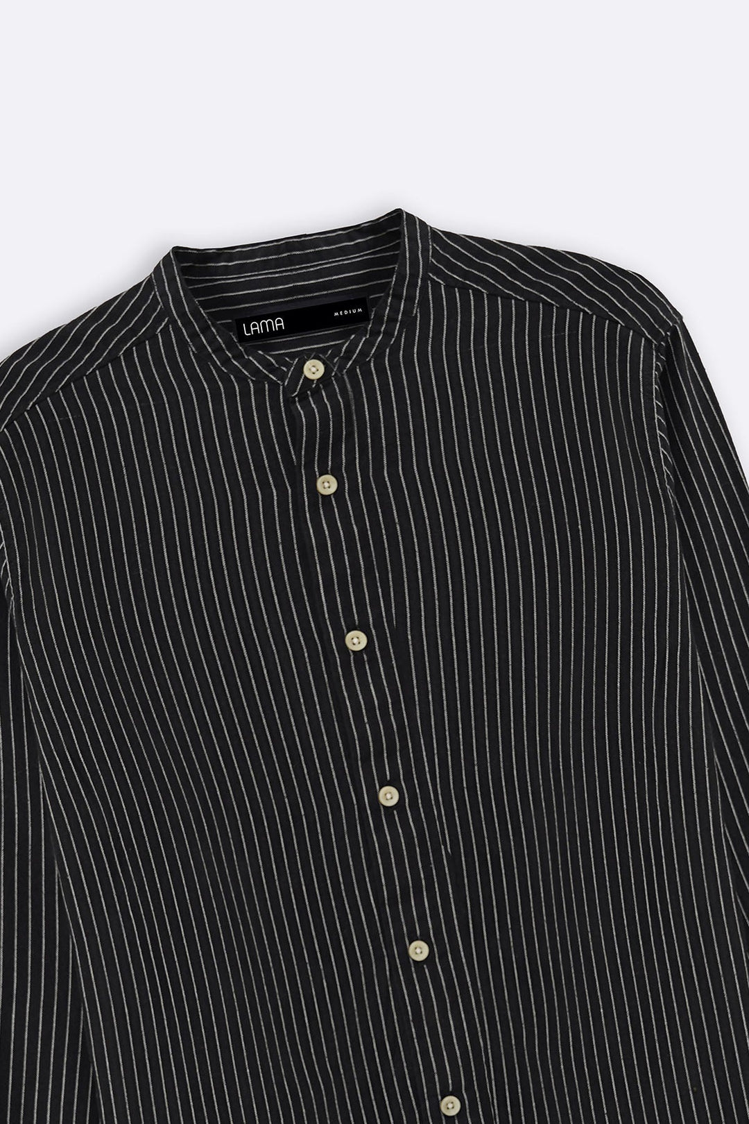 BLACK MANDARIN COLLAR SHIRT