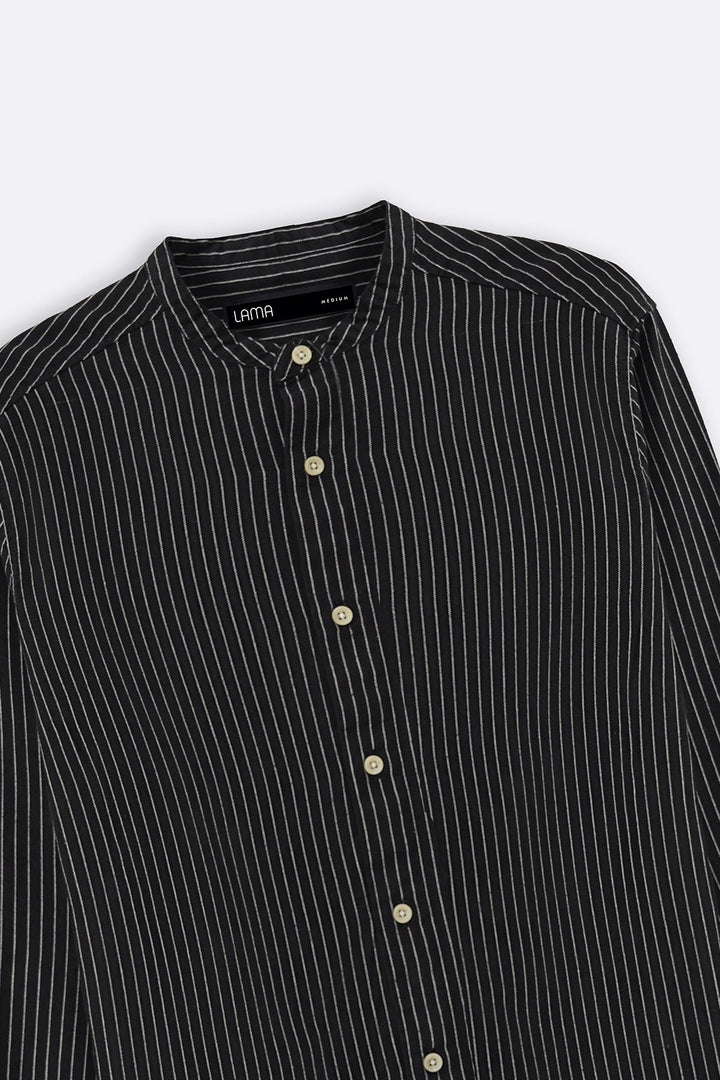 BLACK MANDARIN COLLAR SHIRT