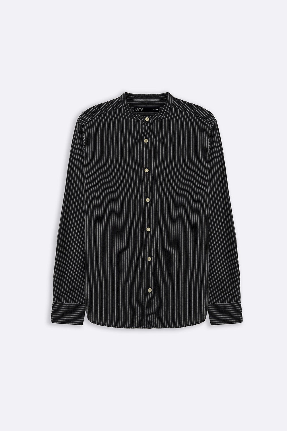 BLACK MANDARIN COLLAR SHIRT