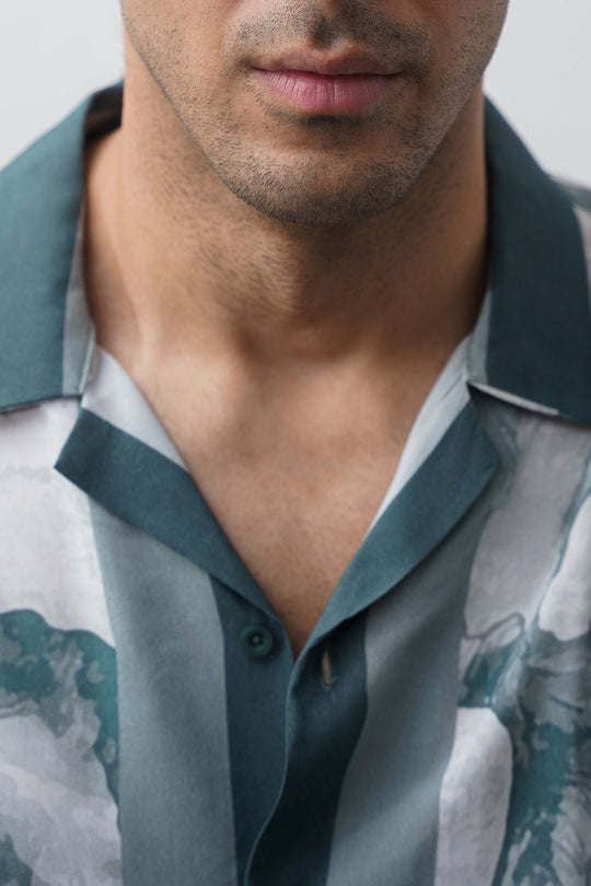 OFF WHITE AQUA FLORA SHIRT