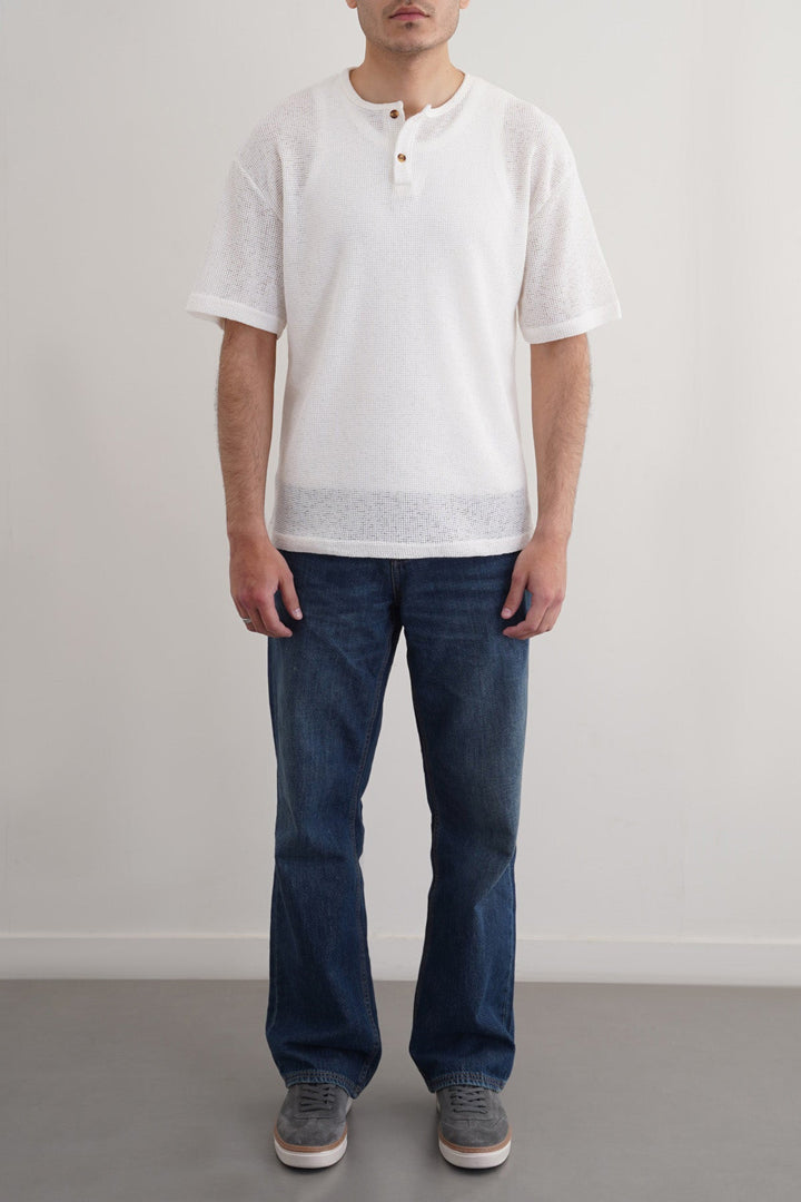 IVORY JACQUARD HENLEY