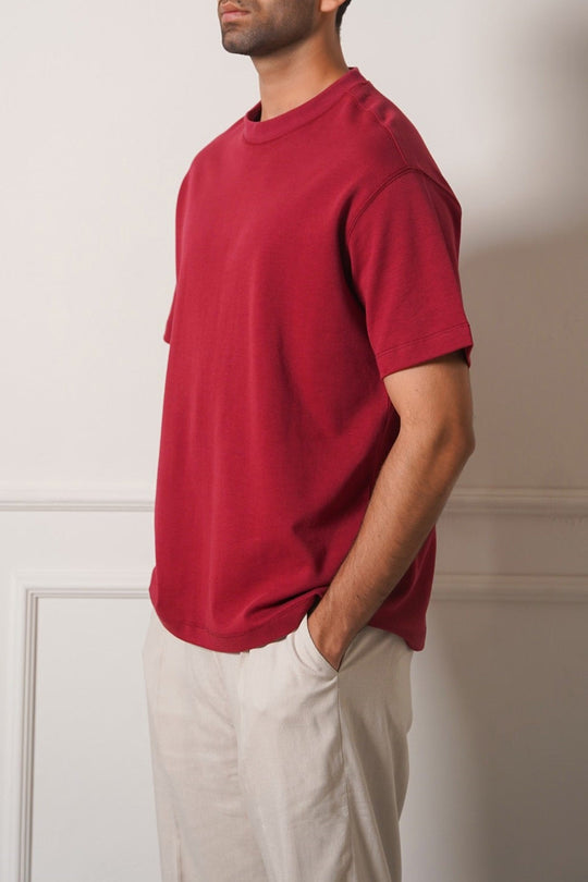 MAROON INTERLOCK TEE