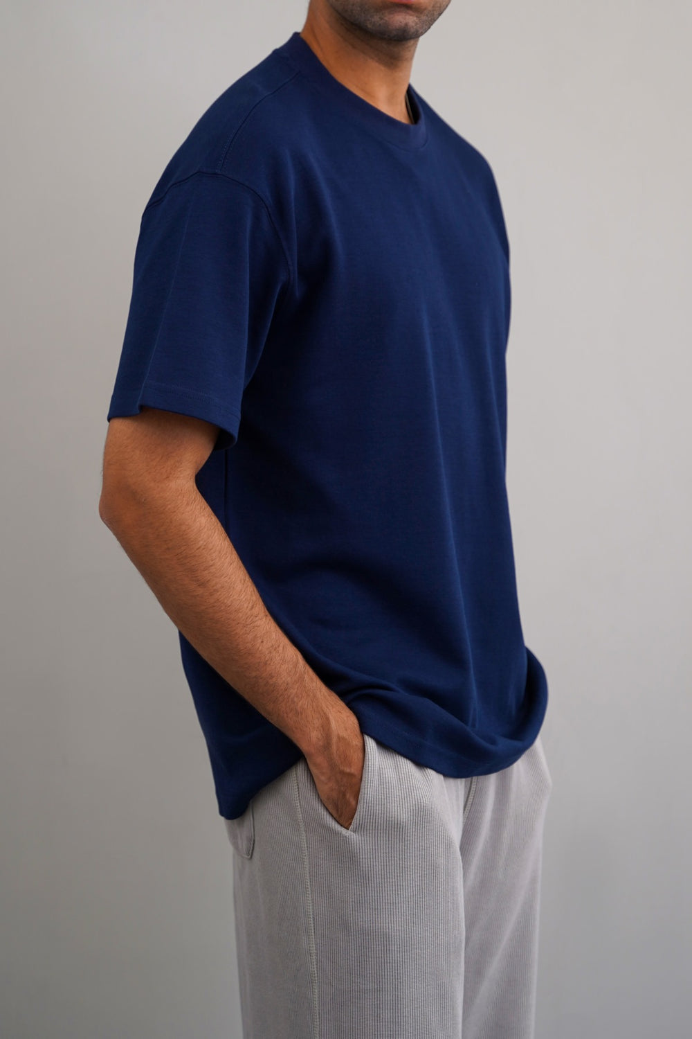 MID BLUE INTERLOCK TEE
