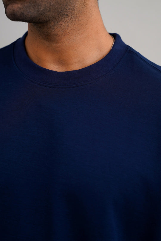 MID BLUE INTERLOCK TEE