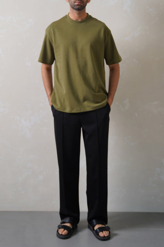 OLIVE INTERLOCK TEE