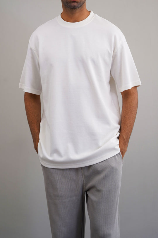 WHITE INTERLOCK TEE