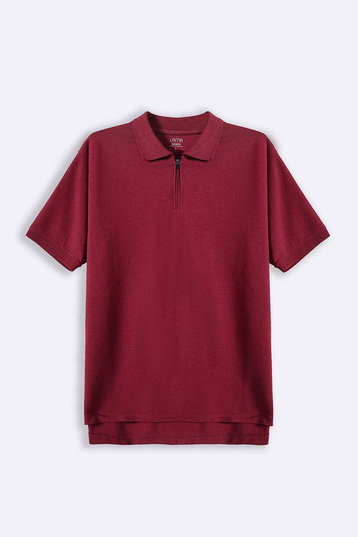 MAROON QUARTER ZIP POLO