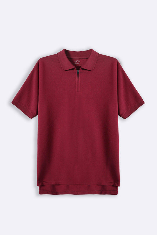 MAROON QUARTER ZIP POLO