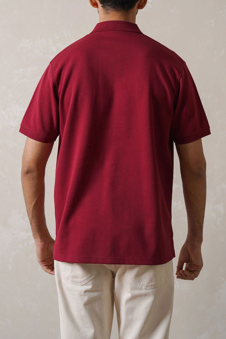 MAROON QUARTER ZIP POLO
