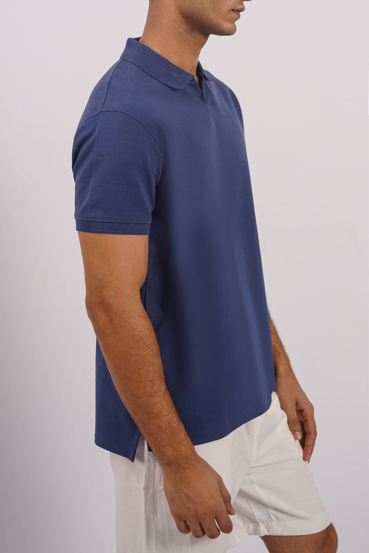 MID BLUE KNITTED POLO