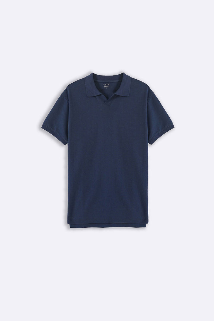 MID BLUE KNITTED POLO