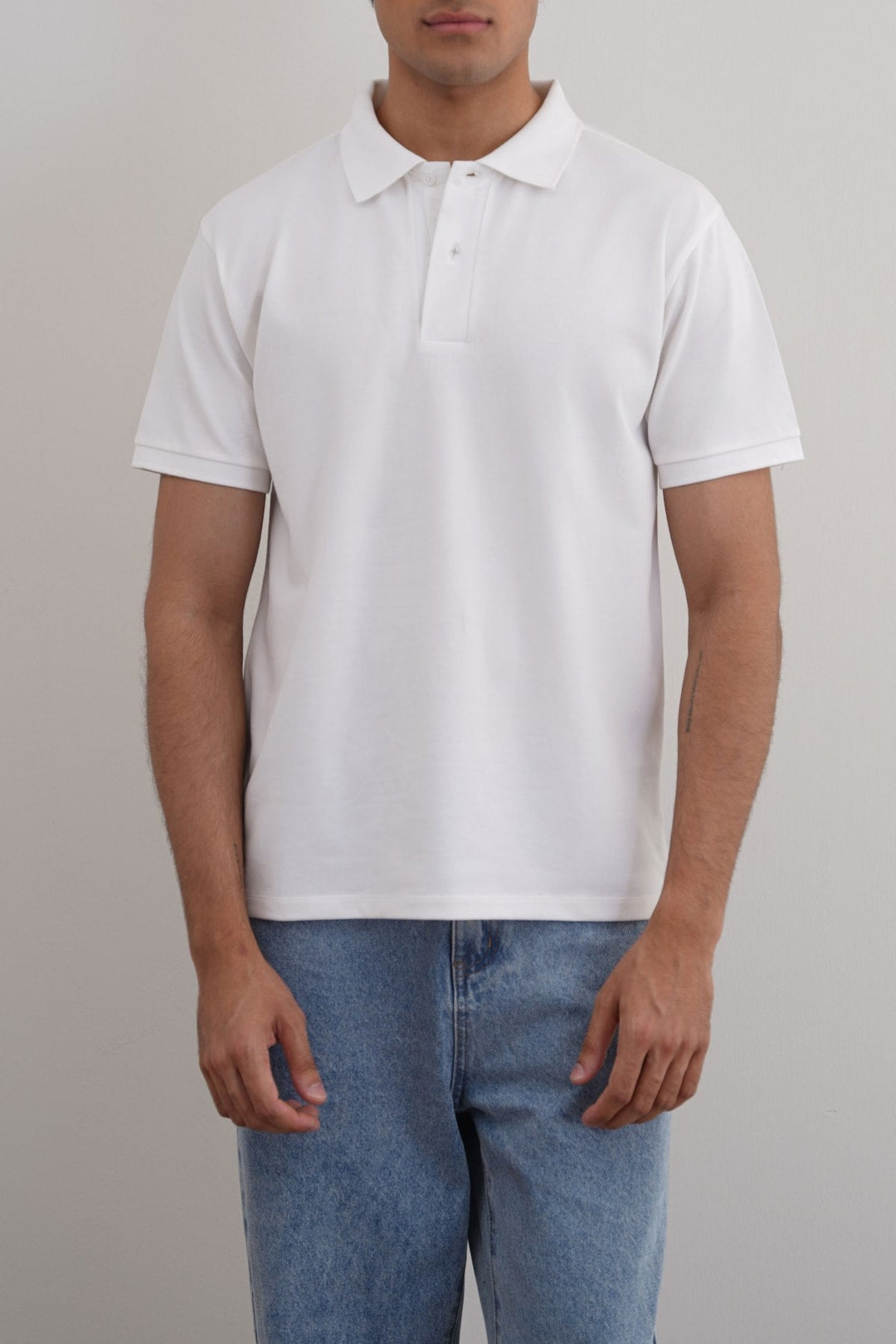 WHITE COTTON POLO SHIRT